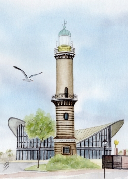 Postcard DIN-A5 Warnemünde - At the lighthouse WA12